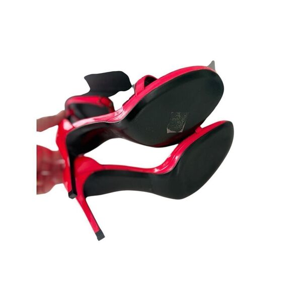 NWT Saint Laurent Patent Leather Peep Toe Strappy Heels Hot Pink Women's Size 36 - Picture 7 of 9